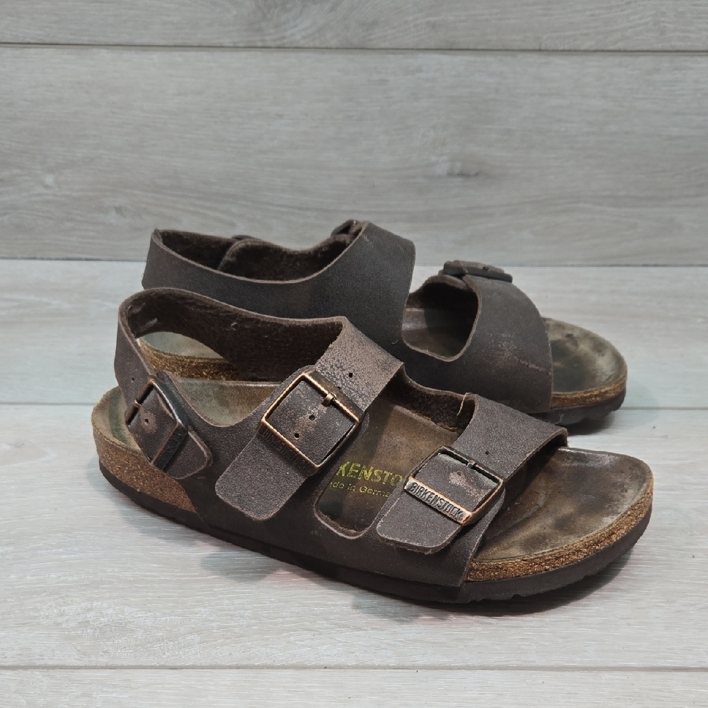 Birkenstock Women Milano Brown Suede Sandals Shoes Sz 36/5 Narrow